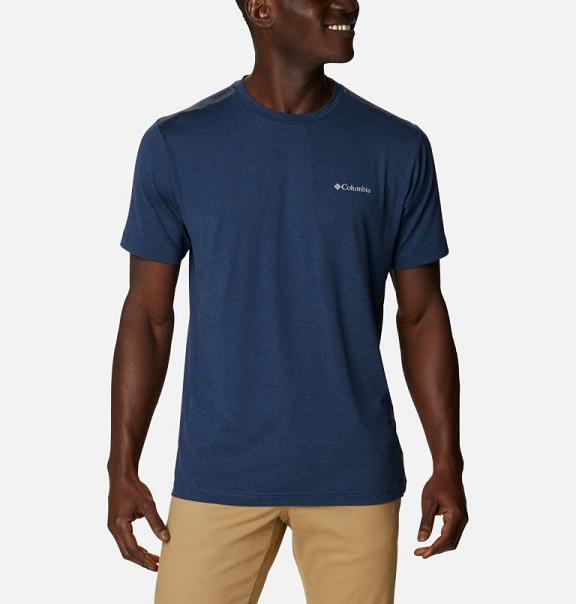 Columbia Tech Trail T-Shirt Navy For Men's NZ38645 New Zealand